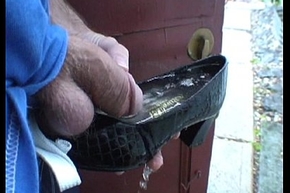 Jerking-off cum added to take a piss